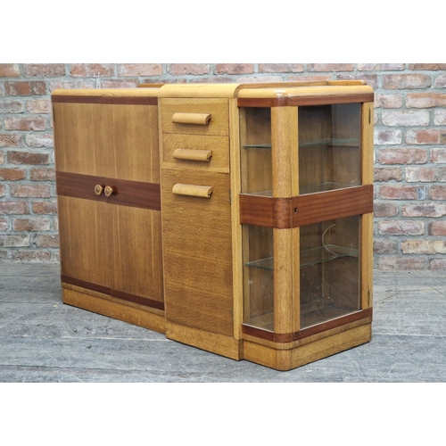 1348 - Vintage Art Deco walnut sideboard fitted with an arrangement of drawers and cupboards, H 96cm x W 13... 