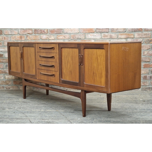 1349 - G Plan - 'Fresco' Mid century teak sideboard, four drawers and four cupboard doors with shelved inte... 