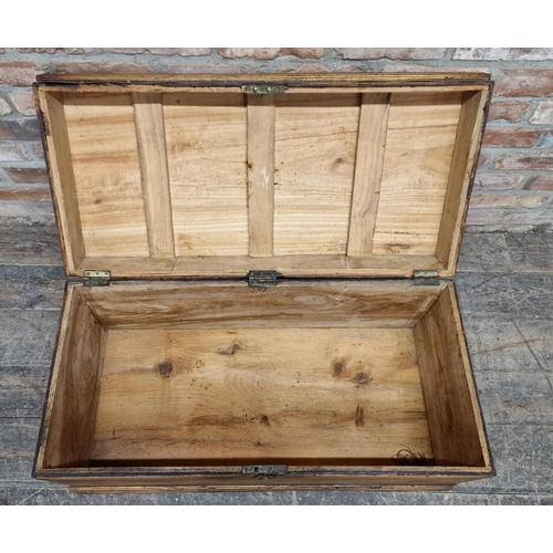 1358 - Victorian camphor wood blanket box with brass mounts, H 42cm x W 94cm x D 45cm