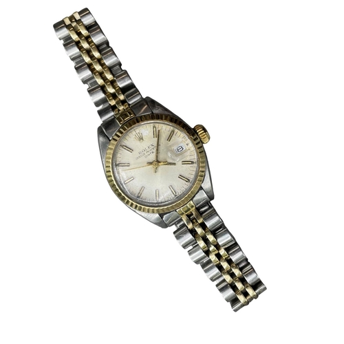 1 - Rolex Oyster Perpetual Date vintage ladies bi colour 18k and stainless steel watch, 26mm case, champ... 