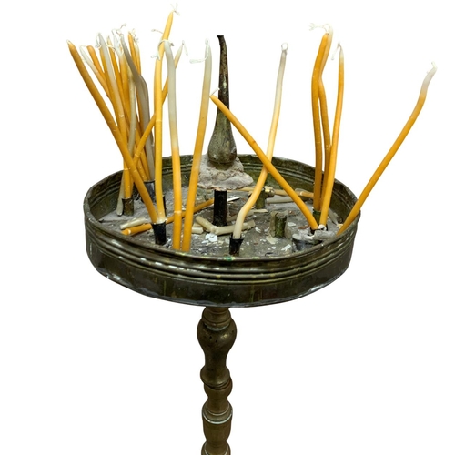 1181 - Religious interest - 19th Century brass Orthodox Christian candle stand from the Church of the Holy ... 