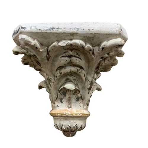 630 - 19th Century plaster Acanthus leaf wall bracket with gilt detail, possibly Italain, H 35cm x W 39cm ... 