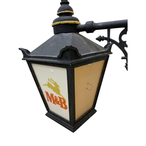 1025 - Advertising - M&B pub wall mounting lantern, with three perspex panels depicting the leaping stag mo... 