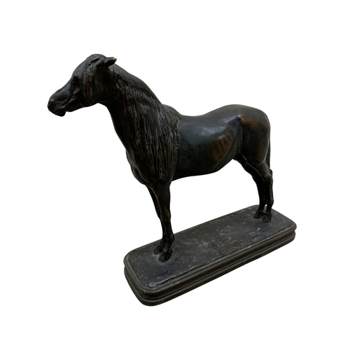 1445 - Emmanuel Fremiet (1824-1910) equestrian horse bronze figure, brown patinated cast bronze figure of a... 