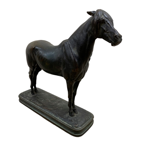 1445 - Emmanuel Fremiet (1824-1910) equestrian horse bronze figure, brown patinated cast bronze figure of a... 