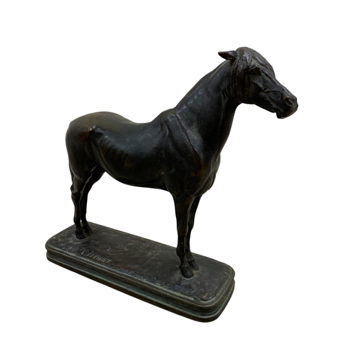 1445 - Emmanuel Fremiet (1824-1910) equestrian horse bronze figure, brown patinated cast bronze figure of a... 