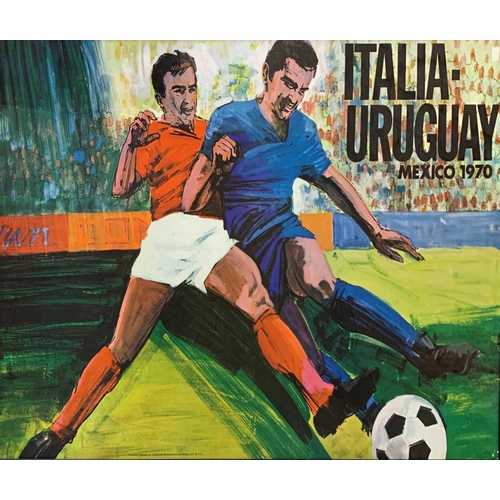 715 - Football - 1970 Mexico FIFA World Cup Italy v Uruguay rare lithographic promotional Group B match fi... 