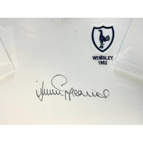 717 - Football - White replica Tottenham Hotspur FA Cup Final shirt signed by Jimmy Greaves, framed displa... 