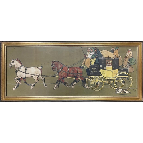 1599 - Cecil Charles Aldin (1870-1935) - The Liverpool to London Mail Coach, colour lithograph, 37cm x 99cm... 