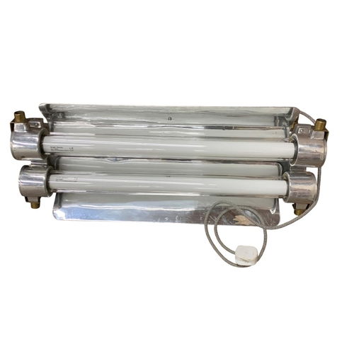 1125 - Twin Daeyang polished aluminium explosion proof industrial style submarine fluorescent light, L 70cm... 