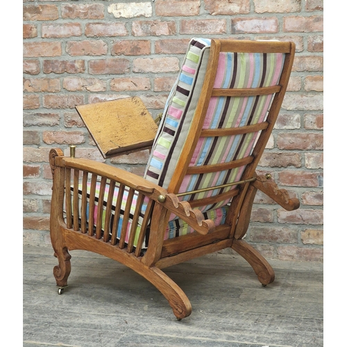 1370 - Howard & Sons - Good quality bespoke Arts and Crafts oak reclining armchair with adjustable reading ... 