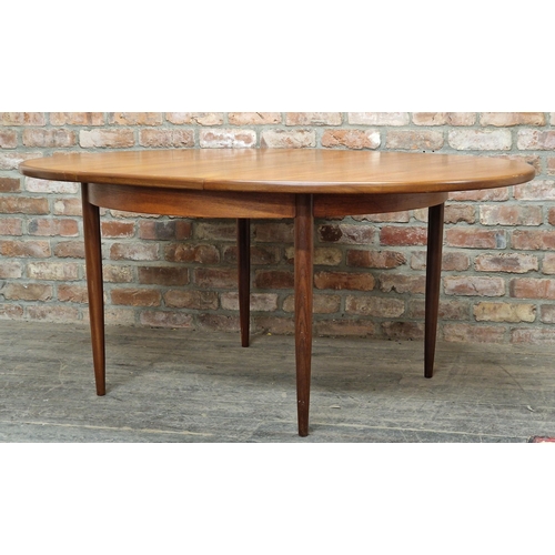 1377 - G plan teak extending dining table, H 73cm x W 122cm (167cm extended) together with six chairs, H 93... 