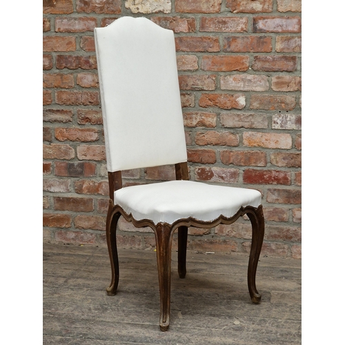 1380 - Set of four 19th century French walnut dining chairs, H 112cm x W 49cm x D 44cm (4)