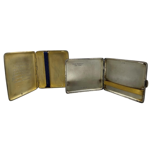 94 - Two engine turned silver cigarette cases, 7.5oz approx