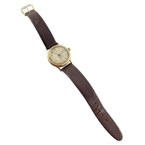 8 - Vintage Vertex 1950s 9ct dress watch, 30mm case champagne dial with Arabic numerals, period leather ... 