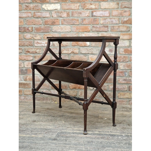 1402 - Edwardian mahogany library book trough, H 85cm x W 93cm x D 40cm