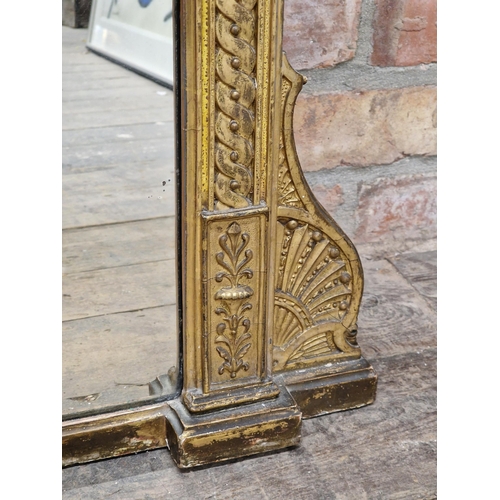 1150 - Good quality 19th century gilt and gesso overmantle mirror with carved detail, H 166cm x W 140cm