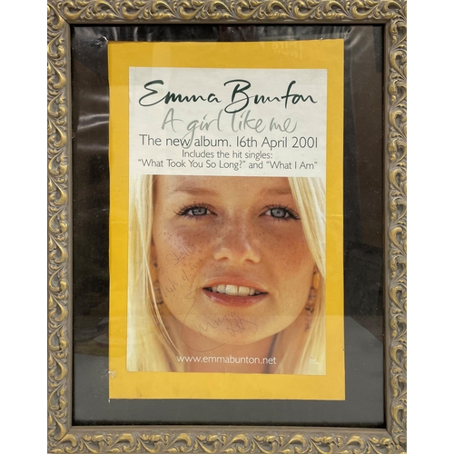 718 - Emma Bunton 'A Girl Like Me' signed Virgin Records promotional poster, 38cm x 25cm, framed, together... 