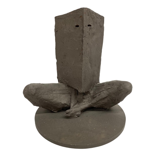 1446 - John W. Mills (1933-2023) -  Three abstract patinated composite clay 'box figure' abstract sculpture... 