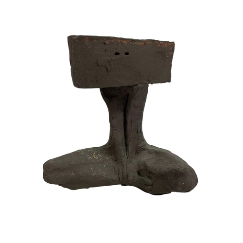 1446 - John W. Mills (1933-2023) -  Three abstract patinated composite clay 'box figure' abstract sculpture... 