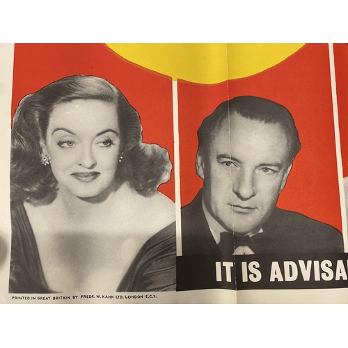 702 - All About Eve (1950) British Quad film poster for the multi Oscar winning movie with an early appear... 