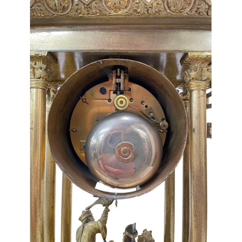 215 - After Theodore Leroy (1788-1839) - A Chinese style gilt metal portico clock in the form of a pagoda,... 