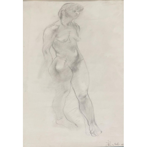 1624 - John W. Mills (1933-2023) - Two female nude full body portraits, each signed and dated 1959, pencil ... 