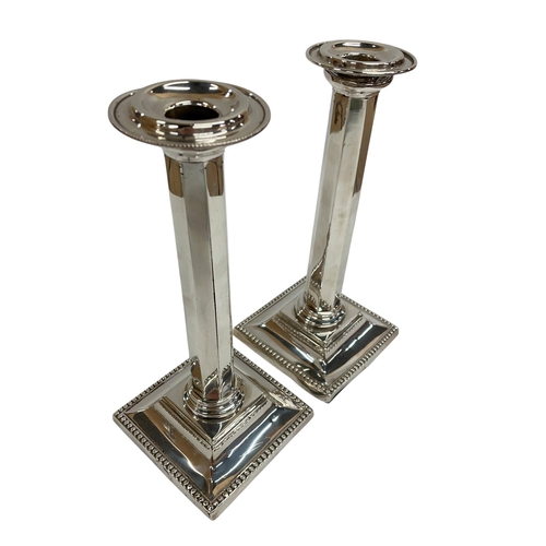 145 - Two Regency Sheffield Plate simulated bamboo stem candlesticks, with additional near pair of silver ... 