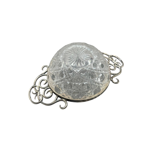 108 - Victorian silver mounted cut glass wine taster, maker Lawrence Emanuel, Birmingham 1894, 13cm wide