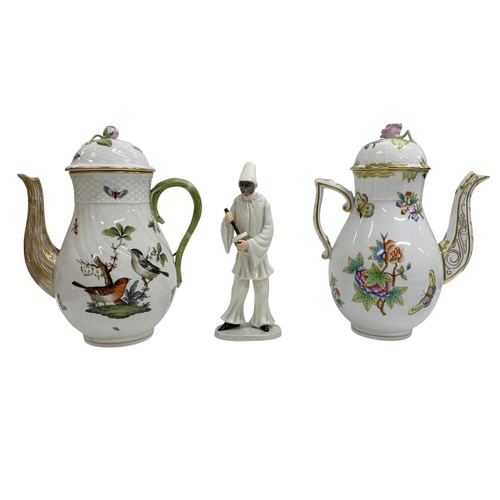 419 - Mixed quantity of ceramics to include two Herend coffee pots with associated dishes, a Royal Copenha... 