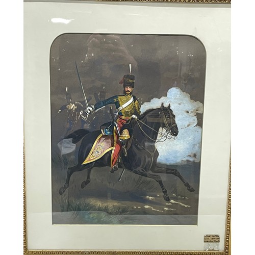 1601 - Alfred F. de Prades (1840-1895) - Three studies of mounted officers of the Eleventh Hussars, signed ... 