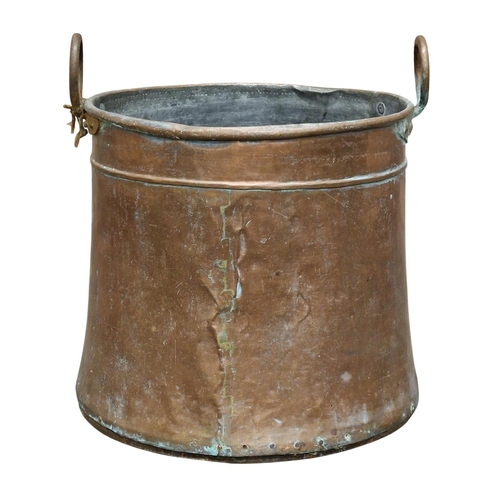 550 - Vintage copper coal bucket with twin carry handles, H 42cm x W 43cm