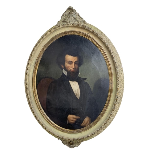 1462 - Early 19th century Anglo-American school - half length portrait of a bearded gentleman and his partn... 