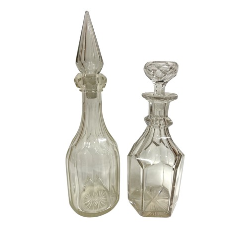 396 - Antique drinks service to include a quantity of crystal cut glass decanters with stoppers, a large c... 