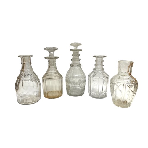 414 - Mixed quantity of antique glassware to include decanters, serving bowls and a collection of cut glas... 