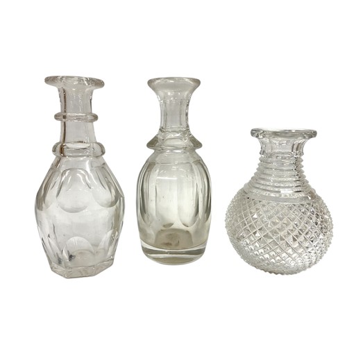 414 - Mixed quantity of antique glassware to include decanters, serving bowls and a collection of cut glas... 