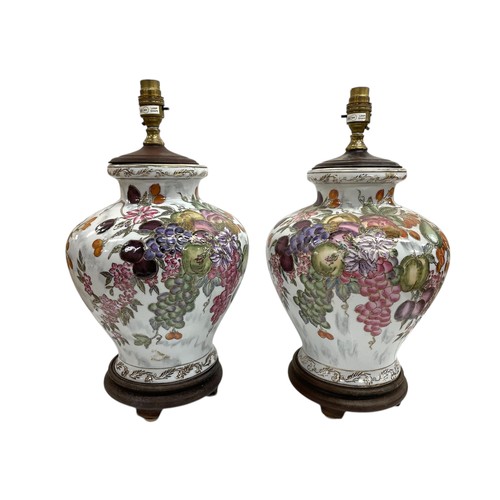 1081 - Mixed quantity of Oriental table lamps each having hand painted floral decoration, mounted atop circ... 