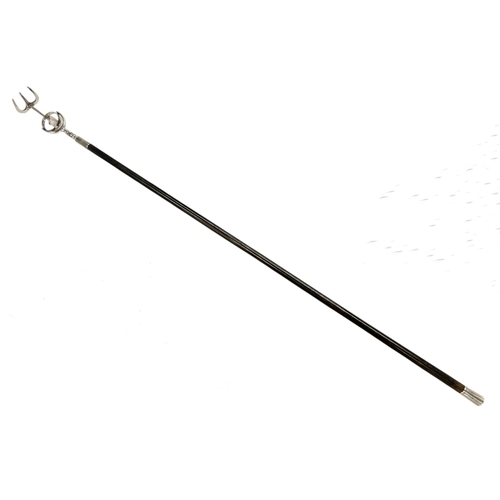 118 - George V Asprey toasting fork, with ebonised shaft, the fork secured via a gimble mechanism, the sil... 