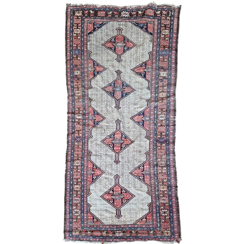 1688 - Good quality antique Persian four medallion runner, 400cm x 165cm