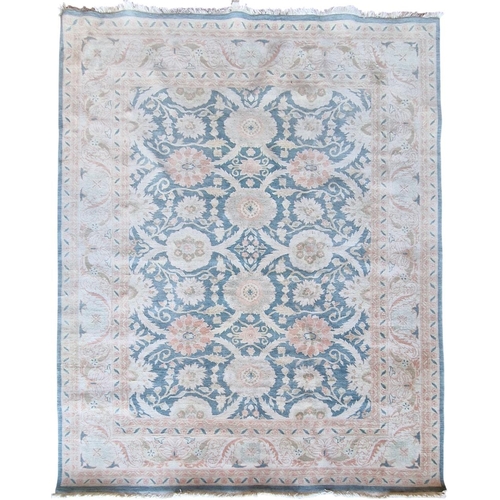 1692 - Chinese wool rug, geometric pattern on pale ground, 310cm x 250cm