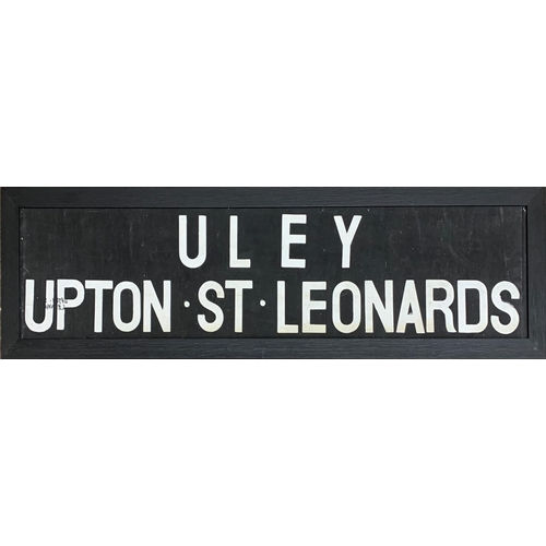 1006 - Local interest - frame and mounted bus route reel for Uley and Upton St Leonards, 29 x 101cm in tota... 