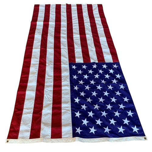 598 - Two very large United States Of America 'Stars & Stripes' stitched canvas flags, largest 280cm x 140... 