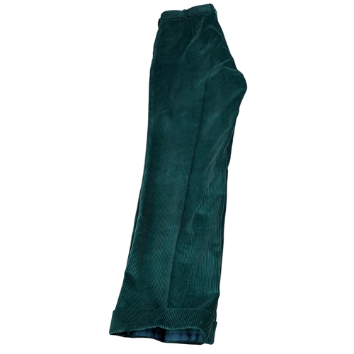 572 - Men's House Of Bruar emerald green corduroy trousers, BNWT, size 36R