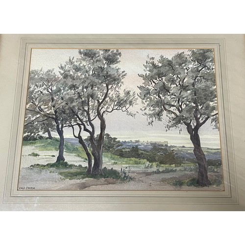 1449 - 20th century English school - scenic countryside scene, signed E.M.C Trench, watercolour, 43cm x 33c... 