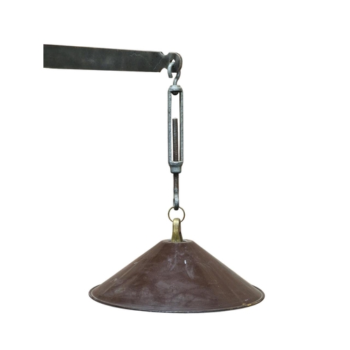 1103 - Vintage cast iron bespoke industrial standard lamp with conical shade, H 178cm x W 60cm