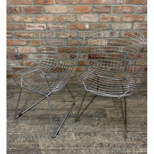 1430 - Pair of Harry Bertoia chrome plated wirework dining chairs, H 80cm x W 50cm x D 50cm