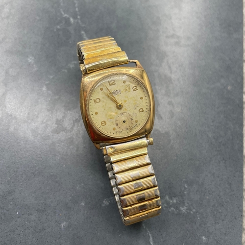 3 - Vintage 9ct Roamer watch case, associated bracelet (af)