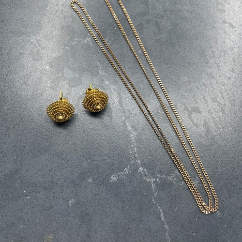 61 - Pair of Chinese export gold burr-bead and bosse stud earrings, indistinct marks, original butterflie... 