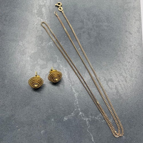 61 - Pair of Chinese export gold burr-bead and bosse stud earrings, indistinct marks, original butterflie... 