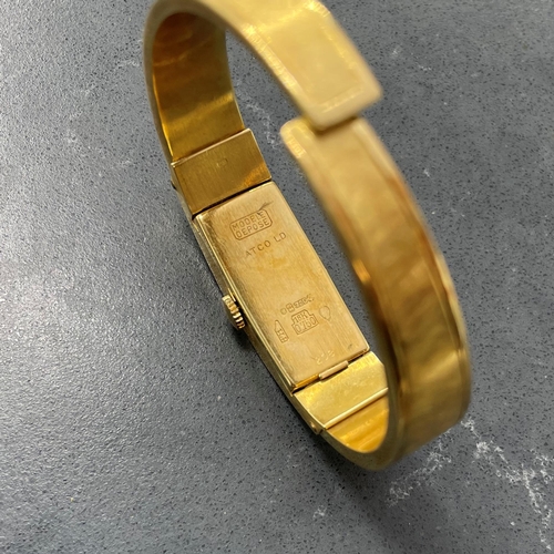 1 - Vintage ladies W of S (Watches of Switzerland) 18ct cocktail watch, 13mm case, cream dial with gilt ... 